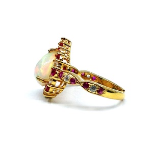 Wedding Wear 925 Sterling Silver Fashionable Jewelry Supplier Drop Shape Opal Gemstone <b>Adjustable</b> <b>Ring</b> - Product Image 3