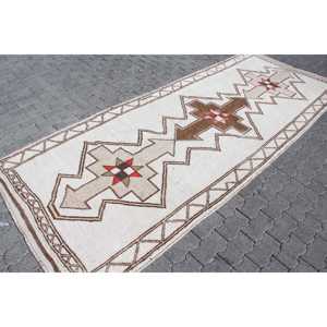 Grand tapis turc de 4,3 x 10,7 pieds, tapis vintage blanc patchwork - Product Image 3