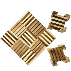 Posavasos de Madera con Diseño Cuadrado, Hechos a Mano, Ecológicos, Reutilizables, de Calidad de Exportación - Product Image 6