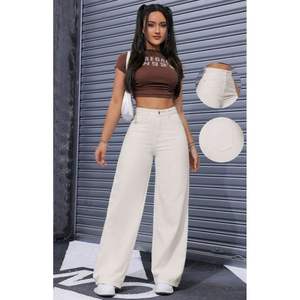 Jean en denim stretch crème à jambe large, design personnalisé, vente en gros, style urbain tendance, coupe ample, taille 26-40 OSCA - Product Image 5