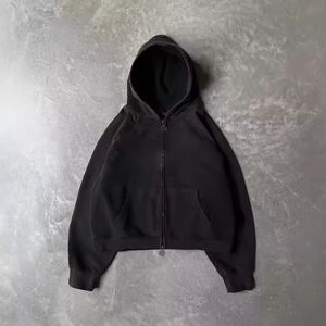 Sudadera con Capucha Corta y Holgada con Estampado de Verano 2026, Sudadera Extra Grande con Capucha Corta, Hombros Caídos, Cierre de Cremallera, Doble Capa para Hombre - Product Image 2