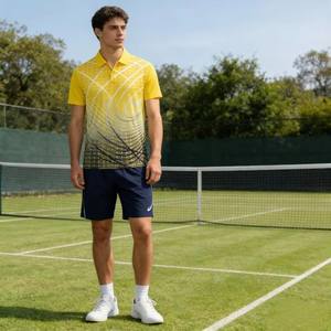 Polo tendance à manches courtes, imprimé étoiles dégradées, séchage rapide, respirant, léger, idéal pour le golf, le tennis, les occasions décontractées et le quotidien. - Product Image 6