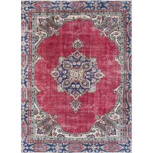 Alfombra de Lana Anudada a Mano de Gran Tamaño, Diseño de Medallón Rojo y Naranja, para Sala de Estar, Pasillo Rectangular, Modelo Pae-2613 - Product Image 1