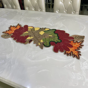 Camino de Mesa con Cuentas de Tela de Poliéster Ecológica Popular 2025, Diseño Personalizado de Alta Calidad con Patrón de Plantas para Bodas, Hoteles y Comedores - Product Image 3