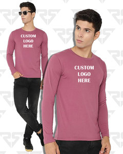 Men's Cotton Regular Fit Full Sleeves T-Shirt Custom <b>Logo</b> T shirts for men's o neck t shirts in different colours t shirts - Product Image 4