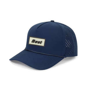 Gorra de Camionero Estructurada de 5 Paneles con Logotipo de Parche de Goma Personalizado, Transpirable, Perforada con Láser, Impermeable, con Cuerda para Deportes - Product Image 1