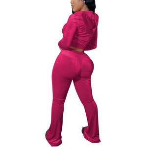 Ensemble de survêtement 2 pièces en velours uni écologique 100 % coton pour femme, style streetwear d'hiver, avec logo personnalisé et taille élastique, pour la vente en gros - Product Image 6