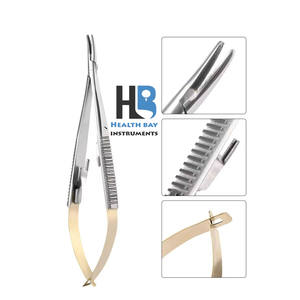 Portaagujas Castroviejo curvo recto de 14cm/16cm, fórceps, Instrumentos dentales y oftálmicos microquirúrgicos de precisión - Product Image 2