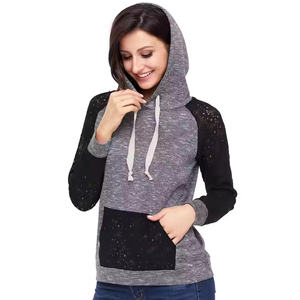 Sudaderas con capucha de mezcla de poliéster/algodón para mujer, sudadera de invierno de alta calidad, logotipo personalizado, tela cálida, teñido liso - Product Image 2