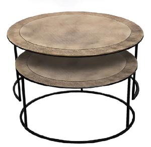 Ensemble de 2 tables d'appoint traditionnelles en aluminium couleur or Mobilier de salon écologique - Product Image 6