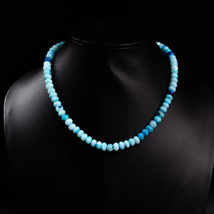 Collier de perles d'opale bleue Candy Opal Gemstone Blue Shaded Opal Necklace Bijoux faits à la main Perles de rondelle lisses de l'Inde - Product Image 5