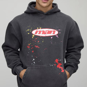 OEM gris délavé à l'acide couleur haute qualité grande taille sweat à capuche en coton unisexe hiver impression personnalisée logo hommes pull à capuche 2025 - Product Image 1