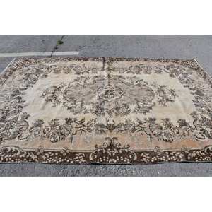 Alfombra clásica marrón beige 6,3x10,3 pies alfombras turcas - Product Image 3