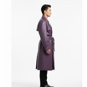 Men Biker Style <b>Leather</b> <b>Trench</b> <b>Coat</b> OEM Factory Supplier Wholesale Custom Made Long Hooded Cotton Stylish Fashion Outerwear - Product Image 4