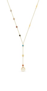 สร้อยคอทองคำขาว 18K แบบยาว ดีไซน์มงกุฎ ประดับคริสตัลธรรมชาติหลากสี เหมาะสำหรับงานแต่งงาน งานเลี้ยง สไตล์คริสเตียน - Product Image 4