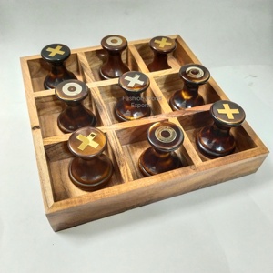 Đẹp Crafted gỗ nhựa Tic Tac Toe Antique trò chơi hội đồng quản trị thanh lịch trang trí cờ vua phòng khách văn phòng bàn Ấn Độ bán buôn - Product Image 1