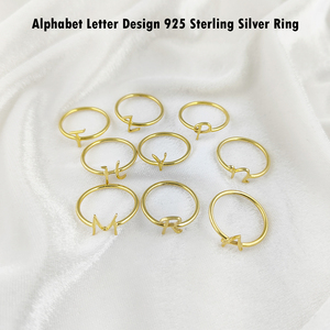 Vente en gros Argent Sterling 925 H Alphabétique Bande ronde Dainty Look Zodiaque Nom Lettre Or Vermeil Bague Bijoux pour Usage Unisexe - Product Image 3