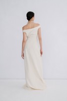 Prix de gros des robes pour femmes évasées en bas Esber l'épaule longue robe tissu de haute qualité étiquettes personnalisées blanc ANT