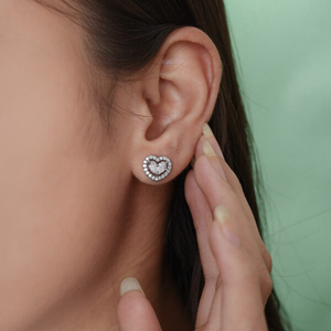 Stylish Trendy 925 Silver Pear Cut <b>Halo</b> Lab Grown Diamond Stud <b>Earrings</b> Elegant Square Design Lightweight Wedding Gift - Product Image 3