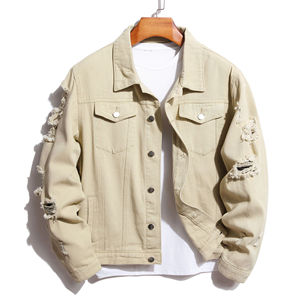 Usine oem hauts à la mode manteau en jean à manches longues hiver Vintage déchiré pour vêtements hommes veste en jean - Product Image 6