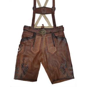<b>Men's</b> German <b>Leather</b> Lederhosen Bavarian <b>Shorts</b> Solid Casual Knee Length - Product Image 2