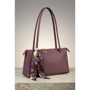 Bolso de Mano y Hombro Milano para Baguette, Piel de Vaca Color Borgoña con Patrón de Grano Grabado - Product Image 1