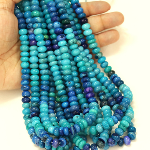 ลูกปัดโอปอลสีน้ำเงินเข้มเฉดฟ้าสวยงาม รูปทรงกลมเรียบ ขนาด 7-10 มม. ลูกปัดโอปอลสีน้ำเงินเข้ม เฉดสีฟ้า ลูกปัดพลอยเรียบ คุณภาพ AAA - Product Image 2