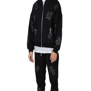 Service OEM Survêtements pour hommes en coton et polyester avec strass, à manches longues, imprimés et à col pull - Product Image 1