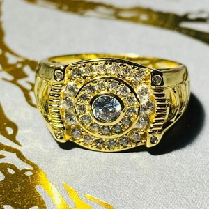 Bague de mariage pour homme en véritable Moissanite plaquée or jaune 14 carats 2,40 ct coupe ronde - Product Image 1