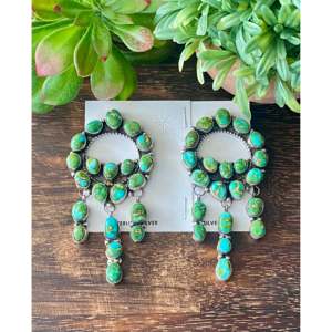 Ella Peters Sonoran Gold Turquoise & Sterling Silver Drop <b>Earrings</b> <b>Post</b> Cluster Dangle Design - Product Image 1