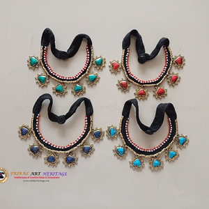 Gargantilla Kuchi Tribal colorida, Vintage collar de estilo, joyería ajustable hecha a mano para fiestas y revendedores - Product Image 2