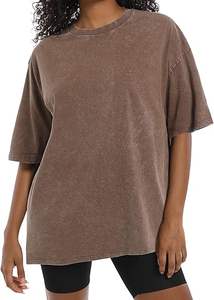 Camiseta recortada con hombros caídos para mujer, superventas, 100% de algodón, cuello redondo personalizado, estampado de desvanecimiento solar, transpirable, sólido, 220 gramos - Product Image 3