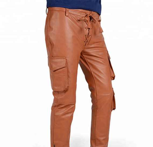 Pantalones de moto de cuero para hombre, estilo casual, piel de vaca auténtica, pantalones de cuero de moda para hombre - Product Image 1
