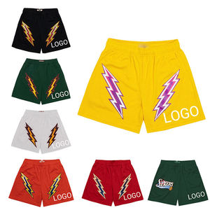 กางเกงขาสั้นผู้ชายสำหรับฤดูร้อนพิมพ์โลโก้ตามสั่งบริการ OEM/ODM ขายส่งสไตล์สตรีทผลิตจากโพลีเอสเตอร์ตาข่าย - Product Image 4