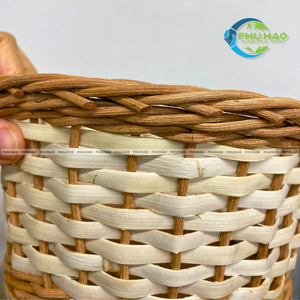 Cesta de mimbre rústica de ratán, cesta de almacenamiento de pan con base de madera ecológica hecha a mano, proveedor de Vietnam - Product Image 6