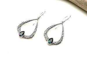 Boucles d'oreilles classiques faites à la main 925 bijoux en argent massif femmes 925 argent Sterling topaze mystique pierres précieuses Boho Style boucles d'oreilles cadeau - Product Image 2