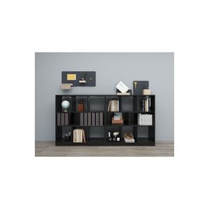 Musvenus Turkish Manufacturer's Hot Selling Modern Twin <b>Bookshelf</b> 7-Shelf Suntalam BLACK Multi-Purpose for Living Room - Product Image 1
