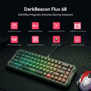 Teclado Magnético con Cable Flux 68 Verde, 65% de Teclas, Interruptor de Efecto Hall, Montaje Gasket, 8000Hz Rapid Trigger, SOCD, Teclado Web Driver - Product Image 3