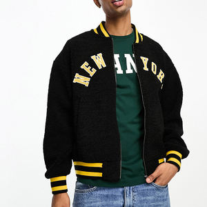 Veste universitaire en laine de haute qualité pour hommes, grande taille, col montant brodé, hiver Baseball Letterman Bomber Jacket - Product Image 1