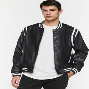 Chaqueta Varsity de Lana para Hombre, Diseño a Cuadros con Mangas de Cuero, Cuello Alto, Estilo Béisbol, Servicio OEM Disponible - Product Image 2