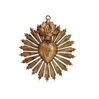 Set 3 buah emas antik selesai logam Hati Kudus Milagros Ex Voto untuk gereja rumah dekoratif hadiah & dekorasi Katolik