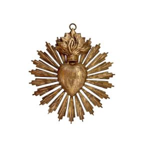 Ensemble de 3 pièces or Antique fini métal sacré coeur Milagros Ex Voto pour église maison décorative catholique cadeau et décor - Product Image 6