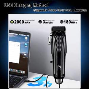 Tondeuse à cheveux sans fil étanche IPX7 pour hommes, lame en acier inoxydable, kit de toilettage pour barbe avec écran LCD - Product Image 4