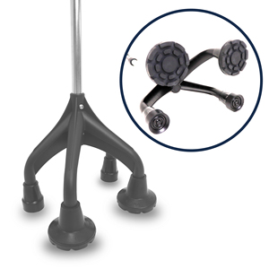Stampelle Quadripode (Quad Crutch) in Acciaio e Alluminio, Altezza Regolabile 78-98cm, Capacità 160kg, Ambidestra, Nere - KMINA K10065 - Product Image 5