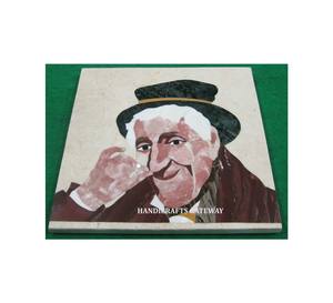 Panneau mural de conception faite à la main en incrustation de marbre blanc pour la maison Panneau mural décoratif de roche de fabrication et d'exportateur indiens - Product Image 1