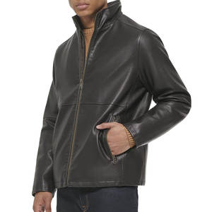 Chaqueta de Cuero para Hombre, Estilo Vintage, Impermeable, Resistente al Viento, con Cuello Alto, Personalizable con Logotipo, de Alta Calidad - Product Image 3