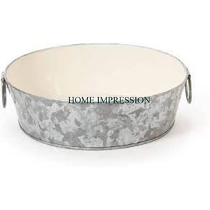 Plateau décoratif rond en argent galvanisé avec revêtement alimentaire fait à la main pour les fournitures de plateau de service de mariage de fête de bureau à domicile - Product Image 5