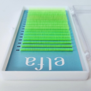Neon Green Glow Dark HY LON FIBER Extensions de cils longs naturels faits à la main Exportation en vrac 0.10-0.15mm Épaisseur 8-15mm Coloré - Product Image 6