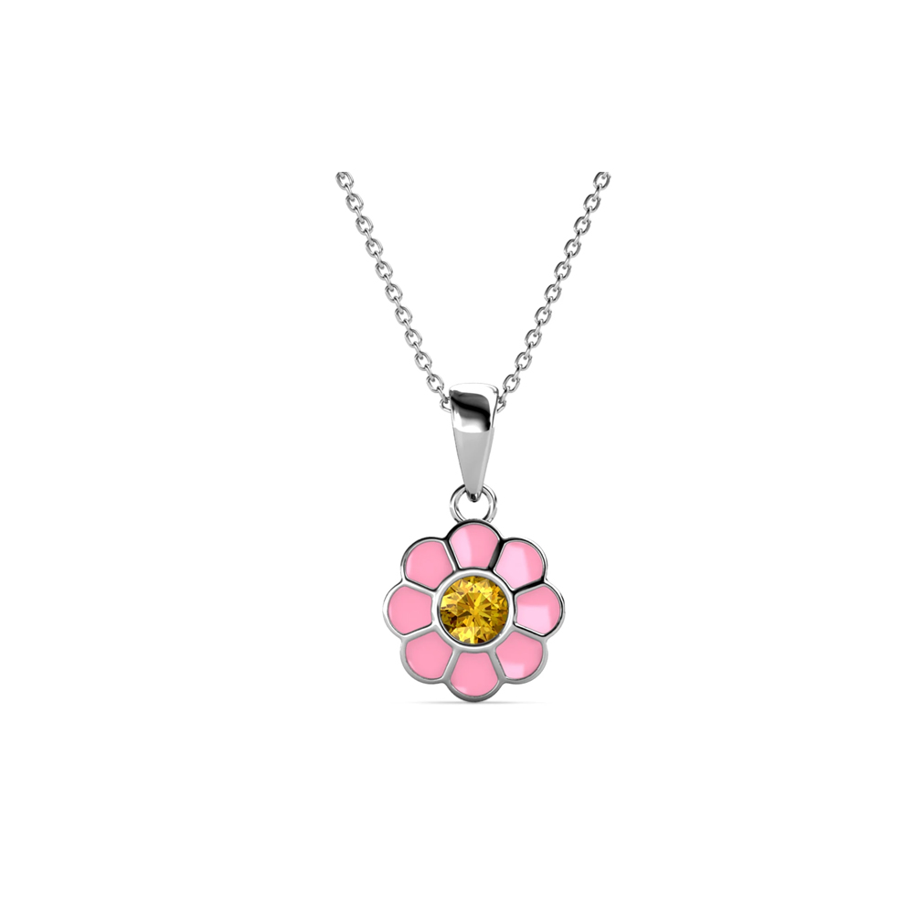 Collier en laiton plaqué or blanc 18 carats avec cristaux