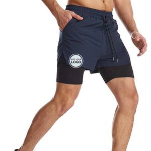 Lot de 2 shorts de course à pied 2 en 1 pour homme Short d'entraînement à séchage rapide Gym Training Athletic Jogger avec poches pour téléphone - Product Image 1